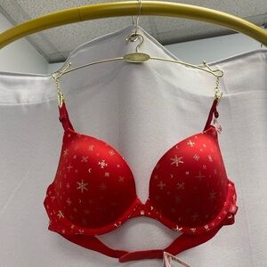 Victoria's Secret Red Festive Snowflake Bra
